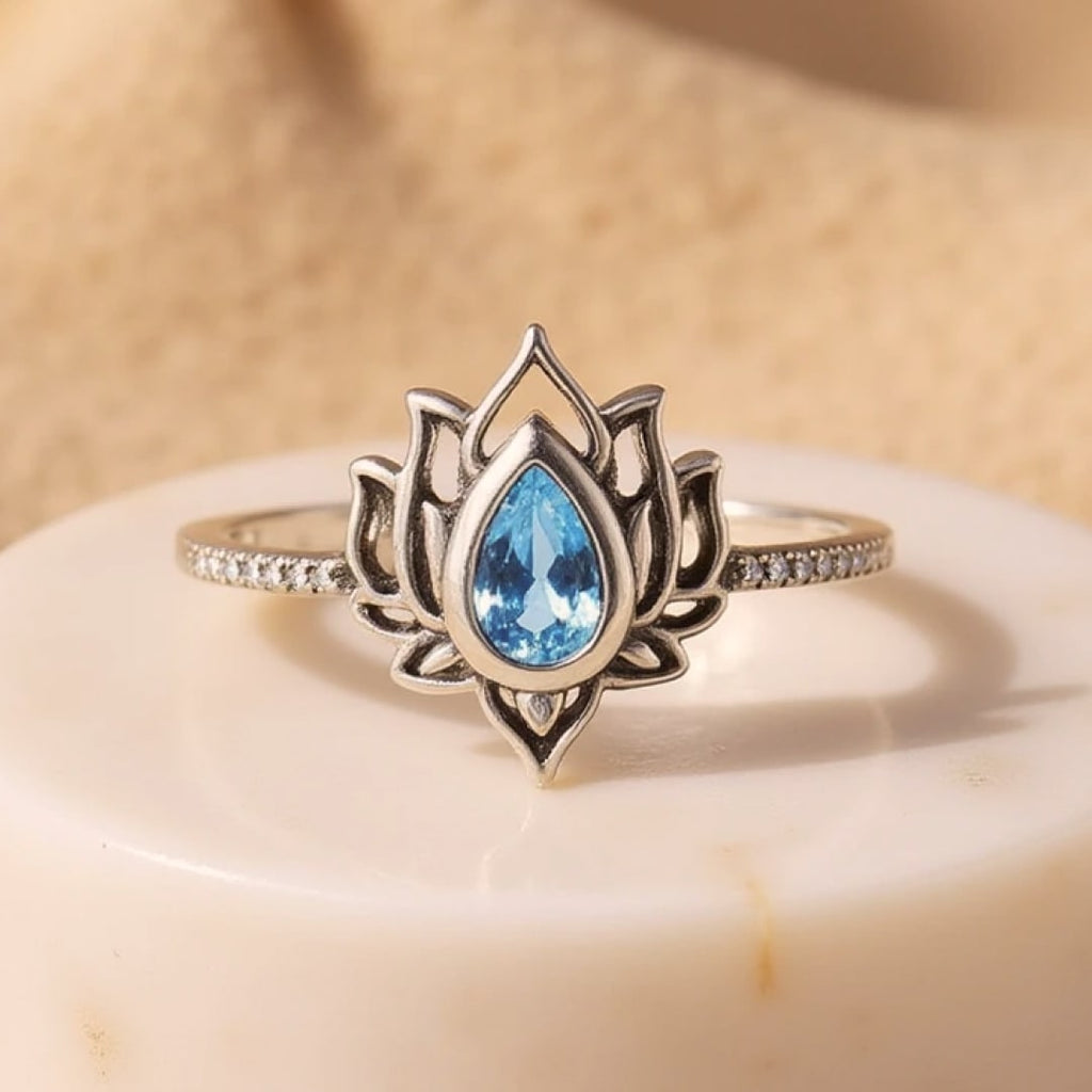 Bague Ajustable "Éveil de Lotus" - en Argent