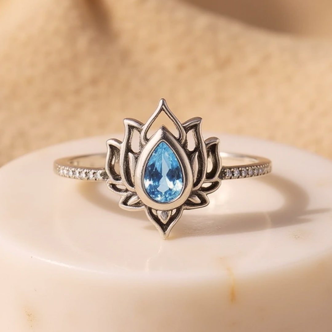 Bague Ajustable "Éveil de Lotus" - en Argent