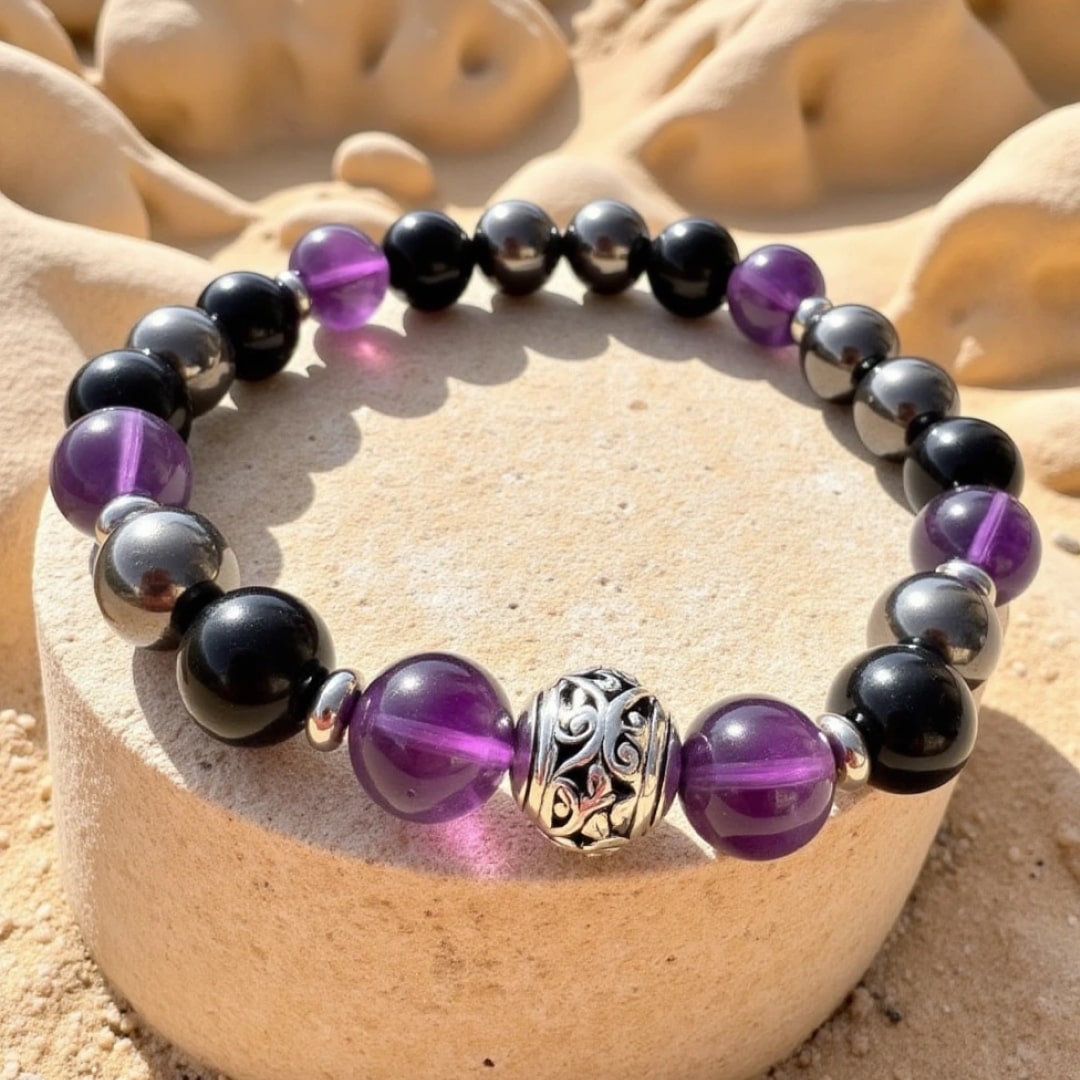 Bracelet Premium "Bouclier Émotionnel" en Pierres Naturelles