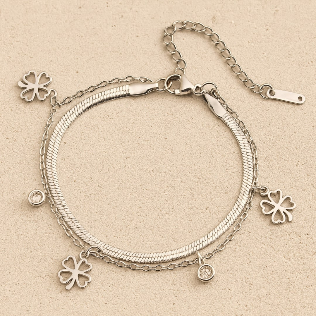 Bracelet "Trèfle Chance" en Nacre ou Onyx