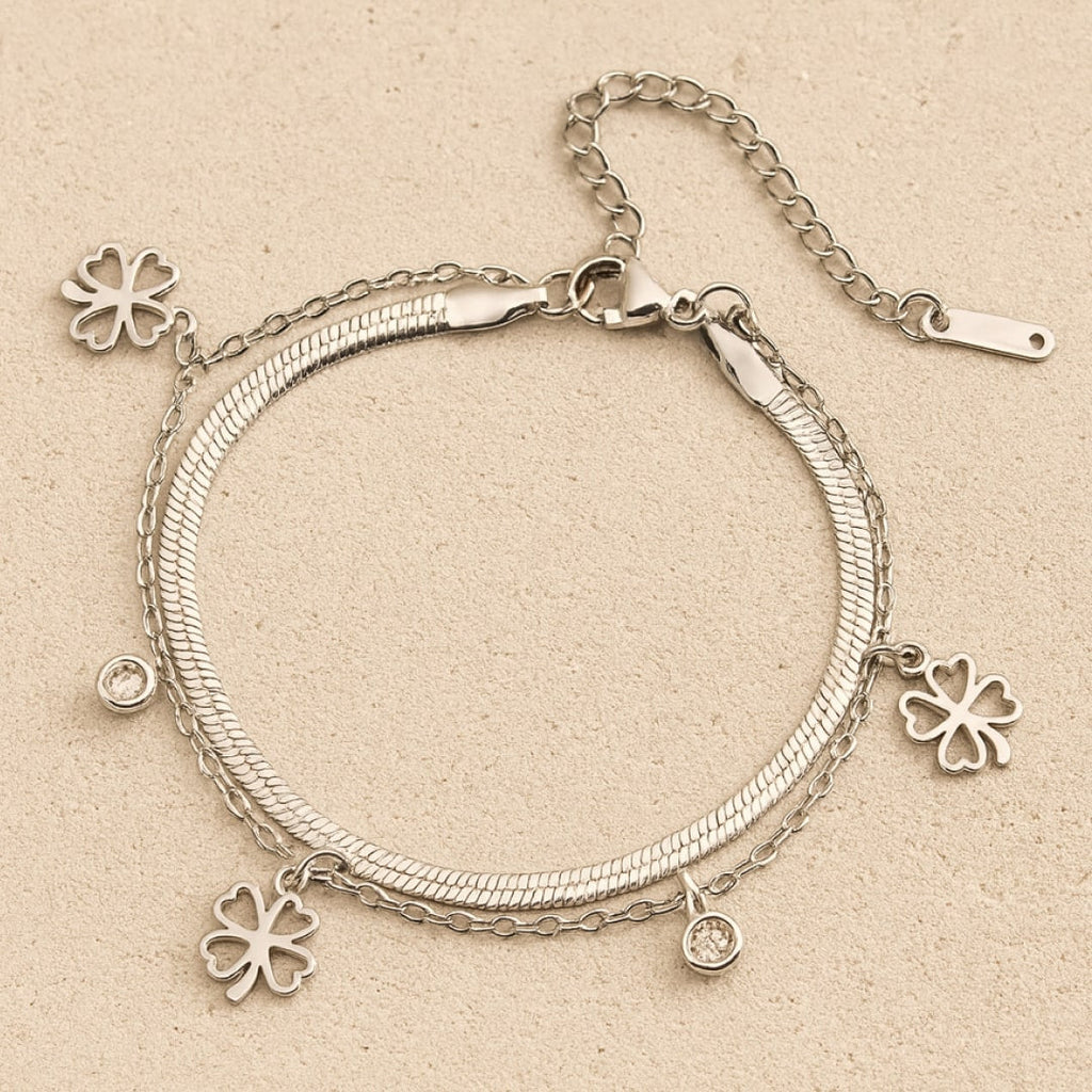 Bracelet "Trèfle Chance" en Nacre ou Onyx