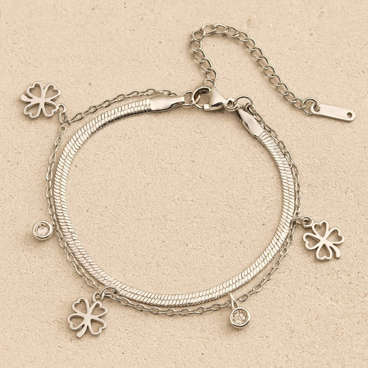 Bracelet "Trèfle Chance" en Nacre ou Onyx