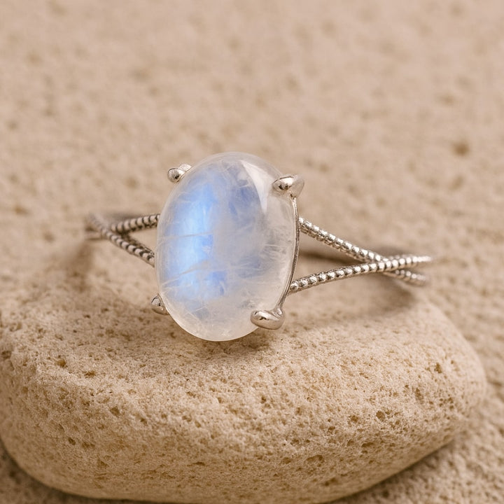 Bague Ajustable "Clarté de l’Âme" en Pierre de Lune