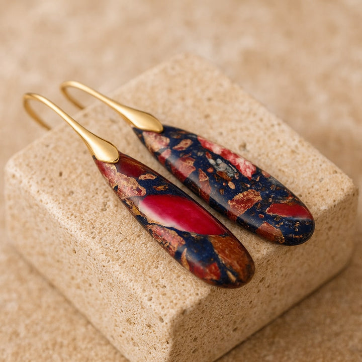 Boucles d’Oreilles "Larme Ethnique" en Jaspe