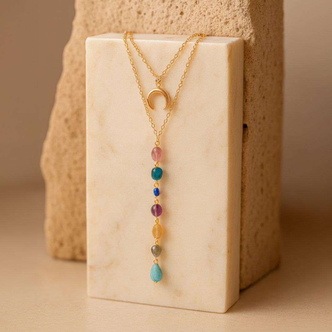 Collier Double "Cascade des 7 Chakras"