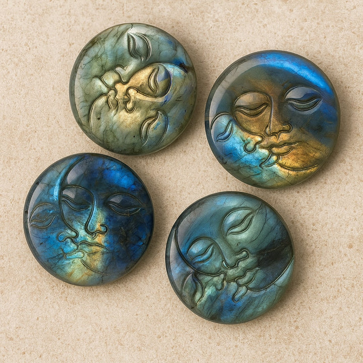 Amulette "Soleil & Lune Unifiés" en Labradorite