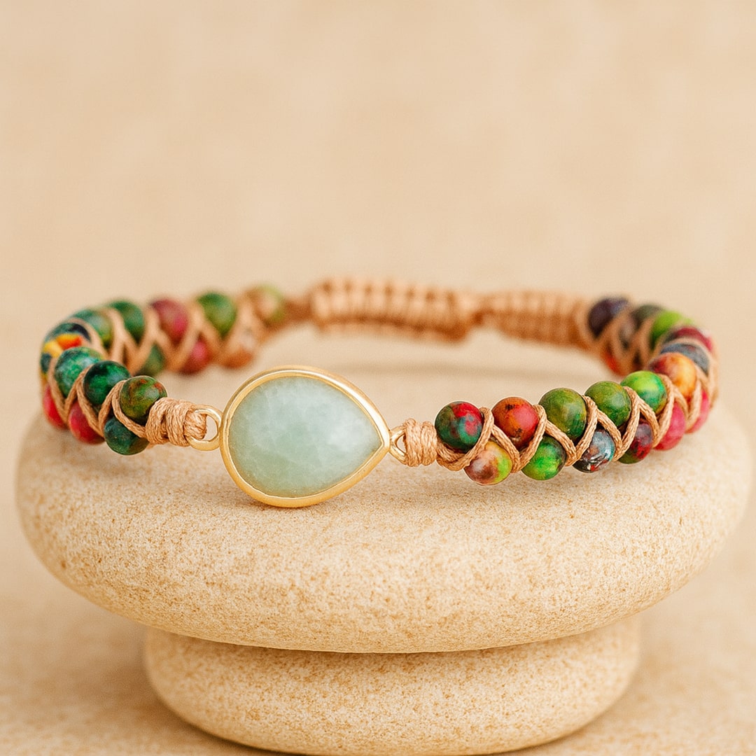 Bracelet Tressé "Éclat Tranquille" en Jaspe & Amazonite