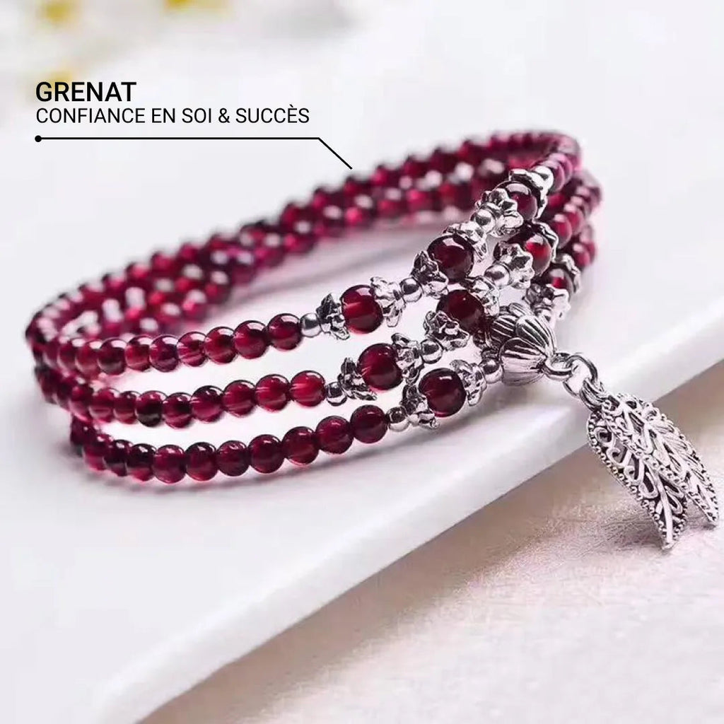 Bracelet Multi-tours "Abondance" en Grenat