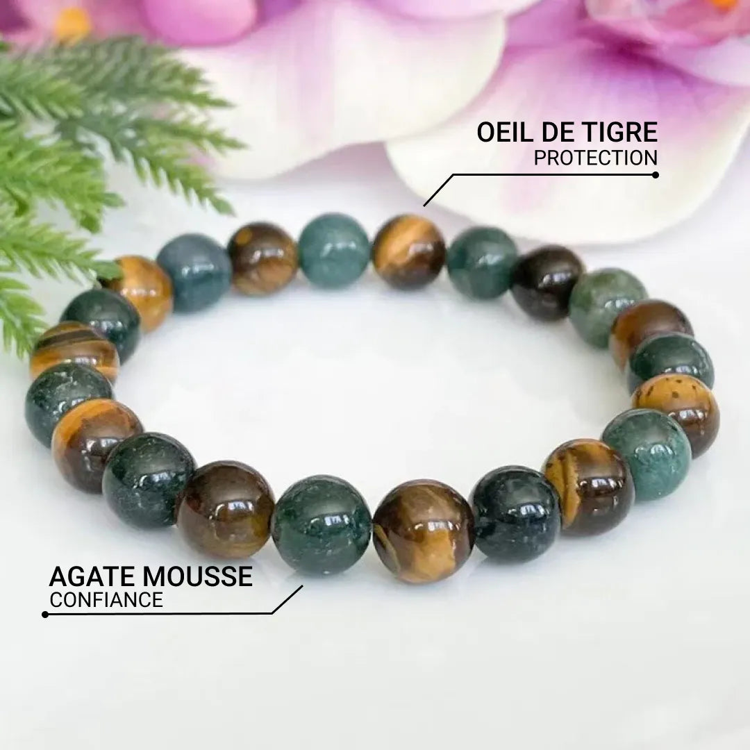 Bracelet "Équilibre & Protection" en Œil de Tigre & Agate Mousse