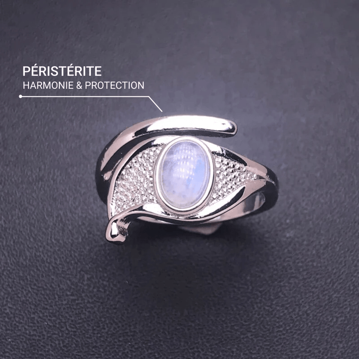 Bague Ajustable "Aura Protectrice" en Labradorite Blanche