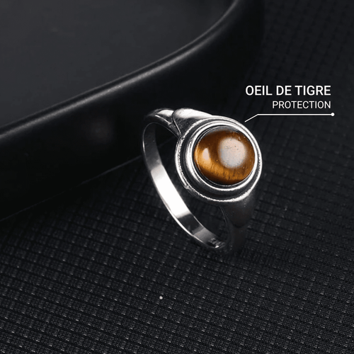 Bague Aura en Oeil de Tigre - vue détail - Jardin de Gaïa