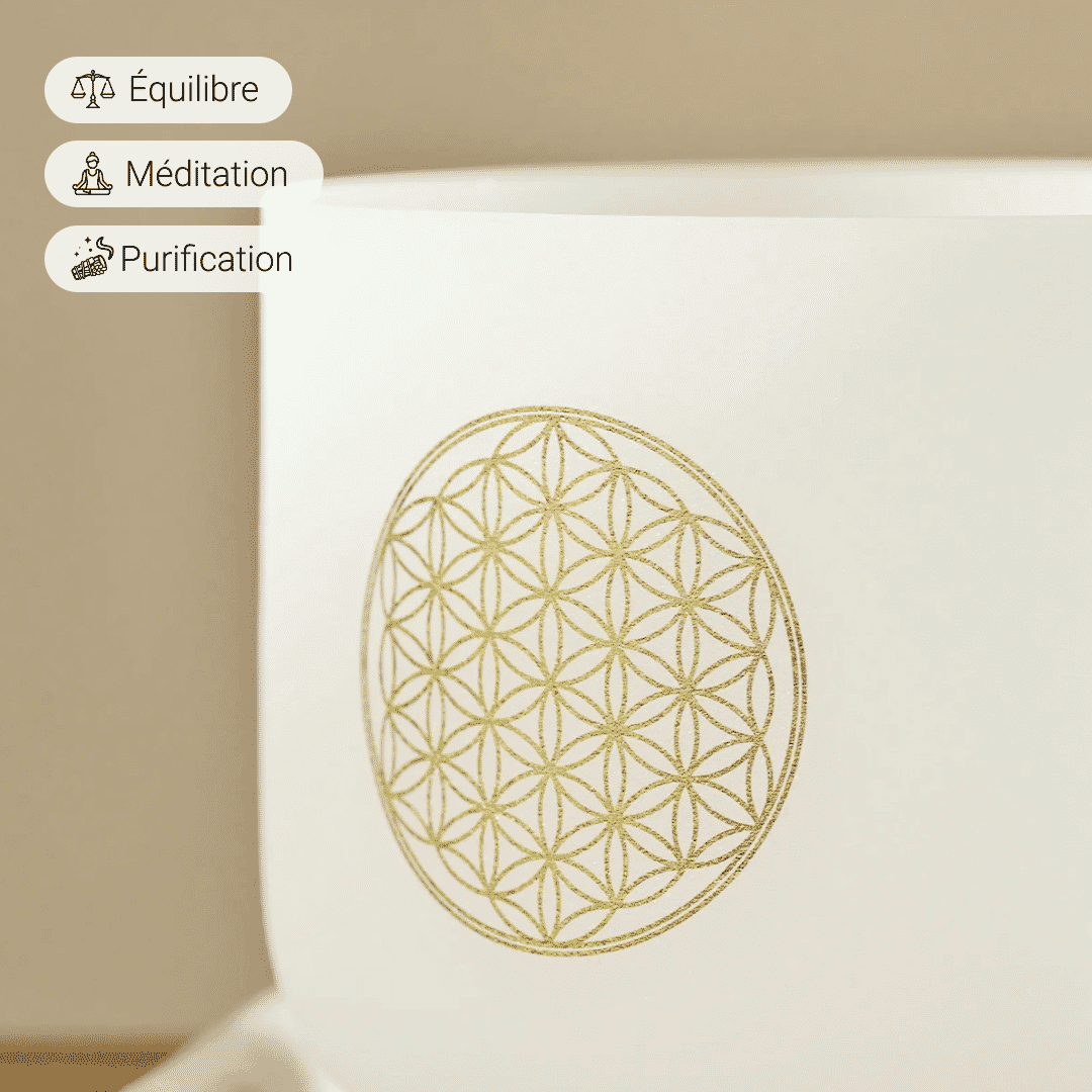 Bol Chantant en Cristal de Quartz "Fleur de Vie"