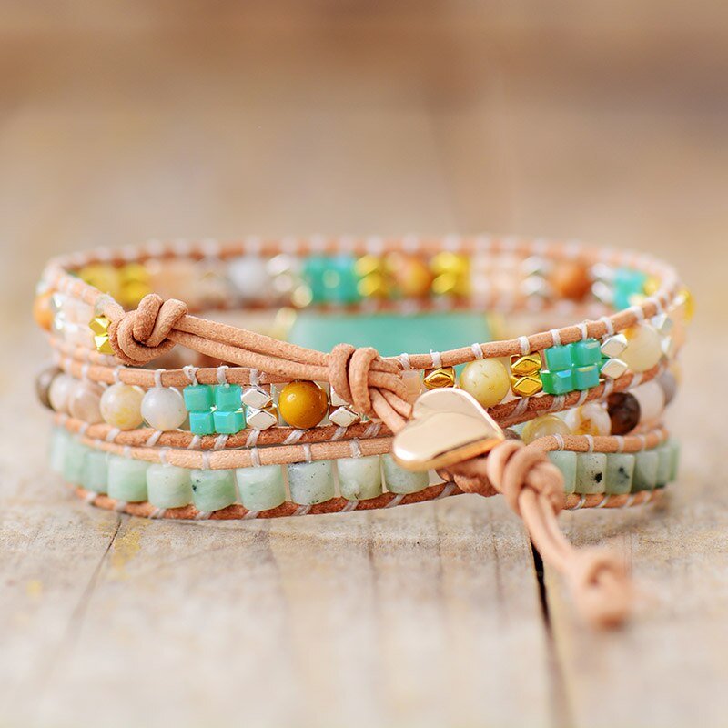 Bracelet Wrap "Douceur & Apaisement" en Amazonite