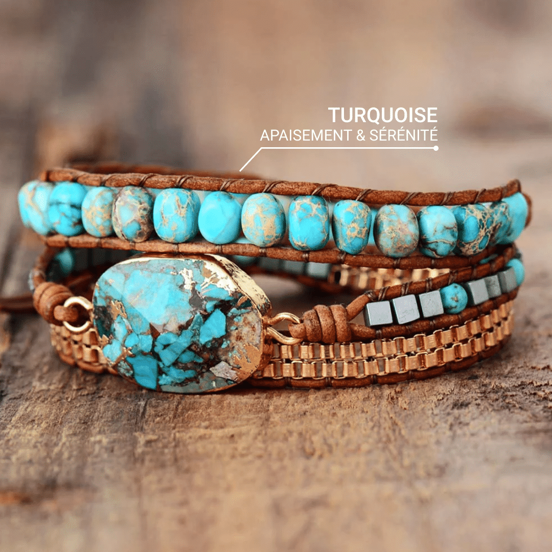 Bracelet Wrap "Énergie Apaisante" en Turquoise