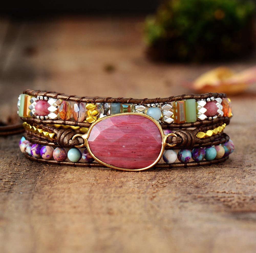Bracelet Wrap "Guérison du Cœur" en Rhodochrosite