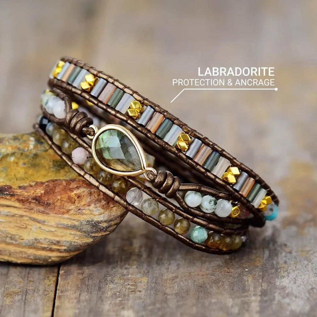 Bracelet Wrap "Protection" en Labradorite