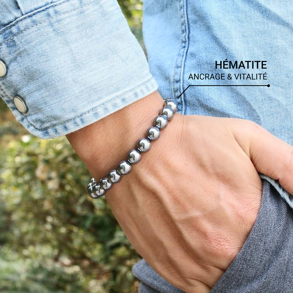Bracelet "Force d’Énergie" en Hématite