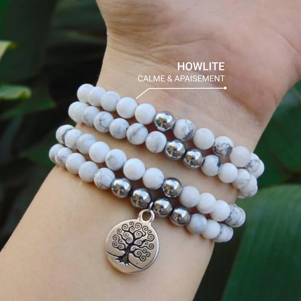 Bracelet Mala "Bien-être Féminin" en Howlite