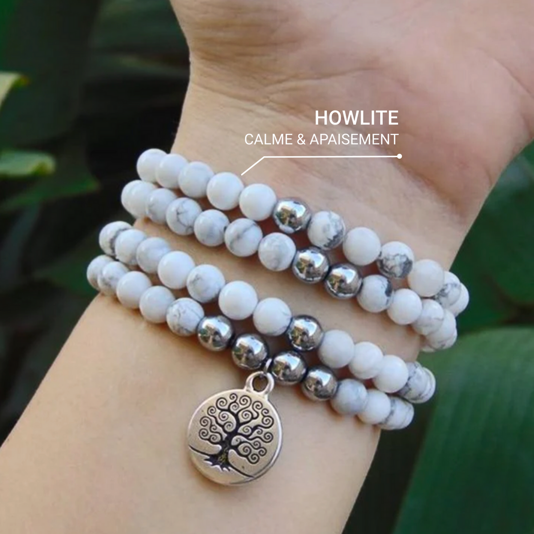 Bracelet Mala "Bien-être Féminin" en Howlite