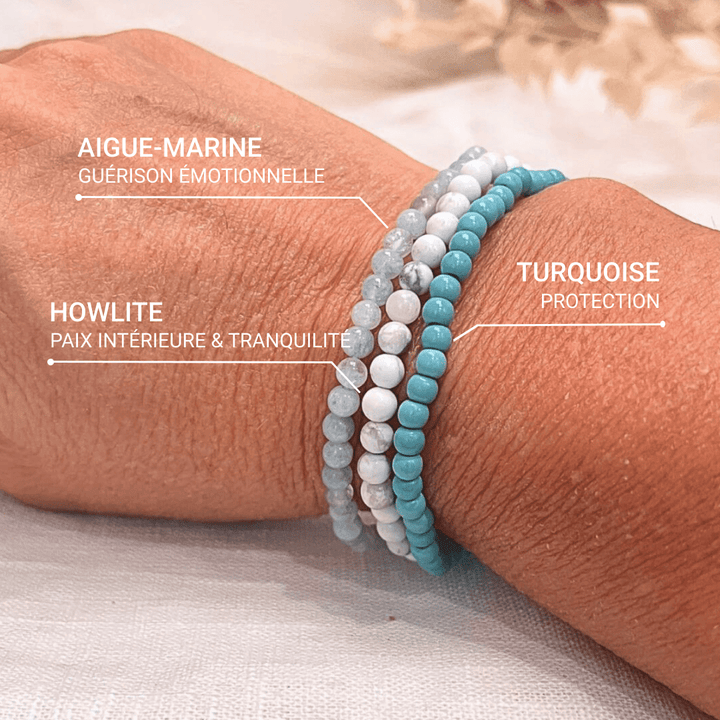 Ensemble "Océan de Bien-Être" en Turquoise, Howlite & Aigue-Marine