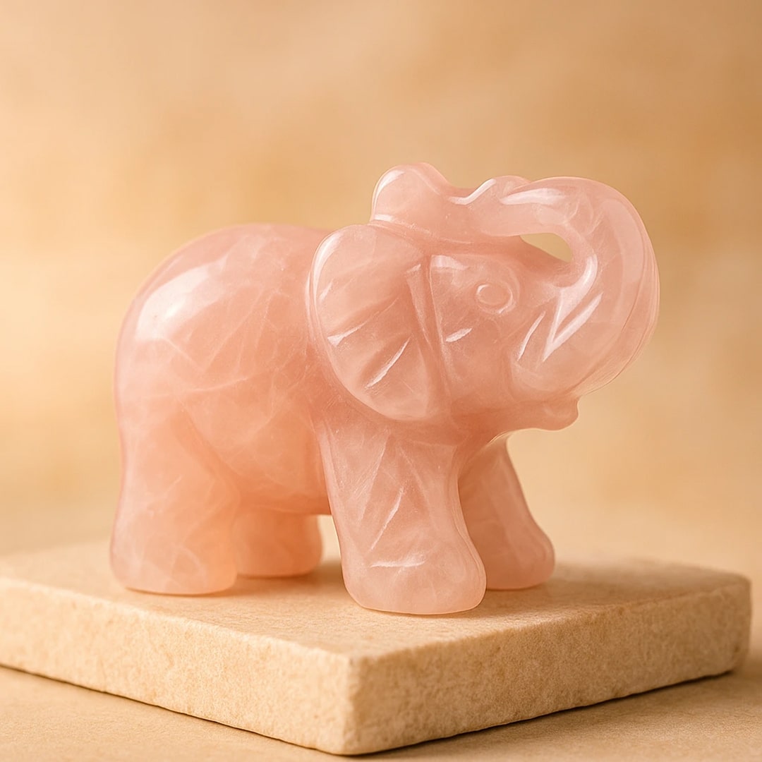 Éléphant "Gardien de Sagesse" en Oeil de Tigre ou Obsidienne