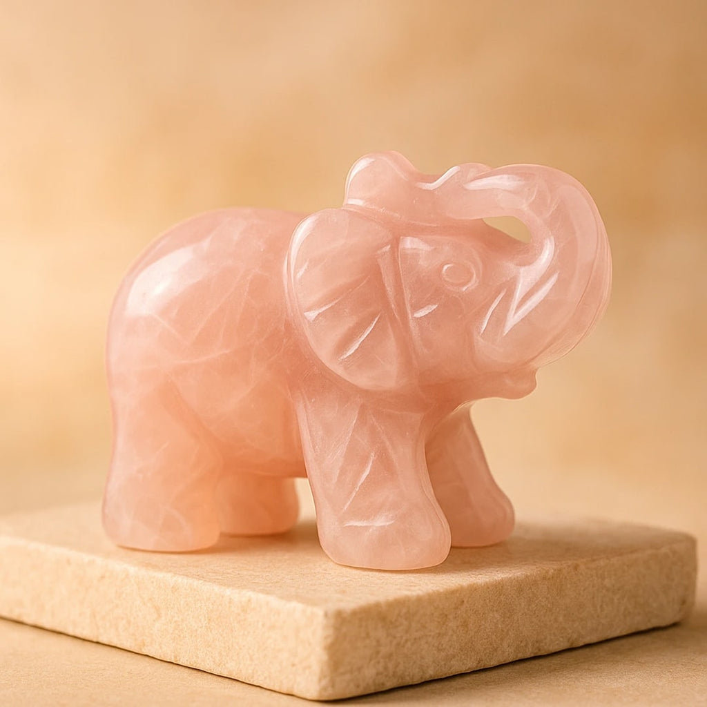 Éléphant "Gardien de Sagesse" en Oeil de Tigre ou Obsidienne