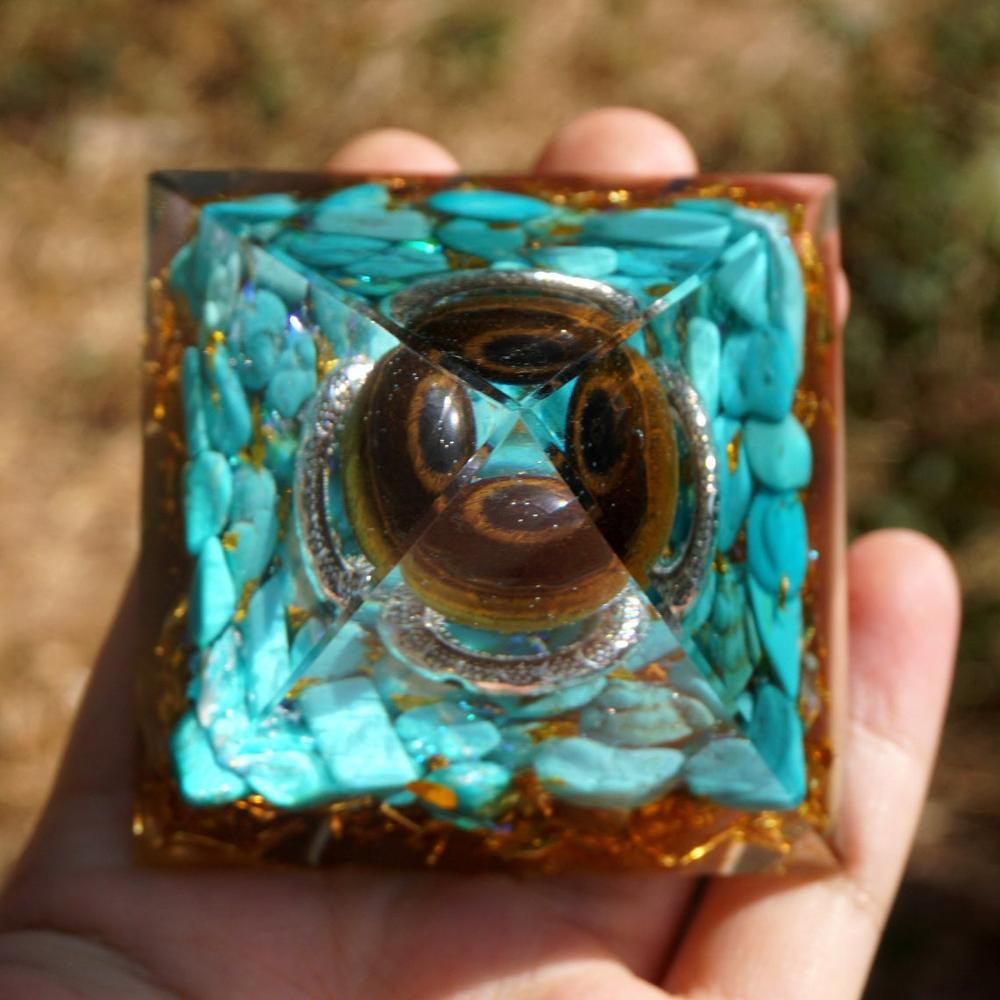 Orgonite "Soleil Magique" en Turquoise & Oeil de Tigre
