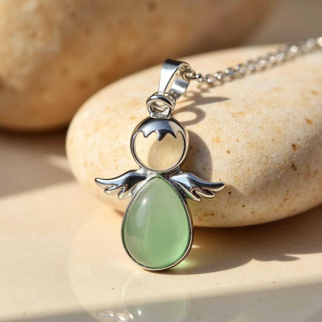 Pendentif Petit Ange et sa Pierre Naturelle