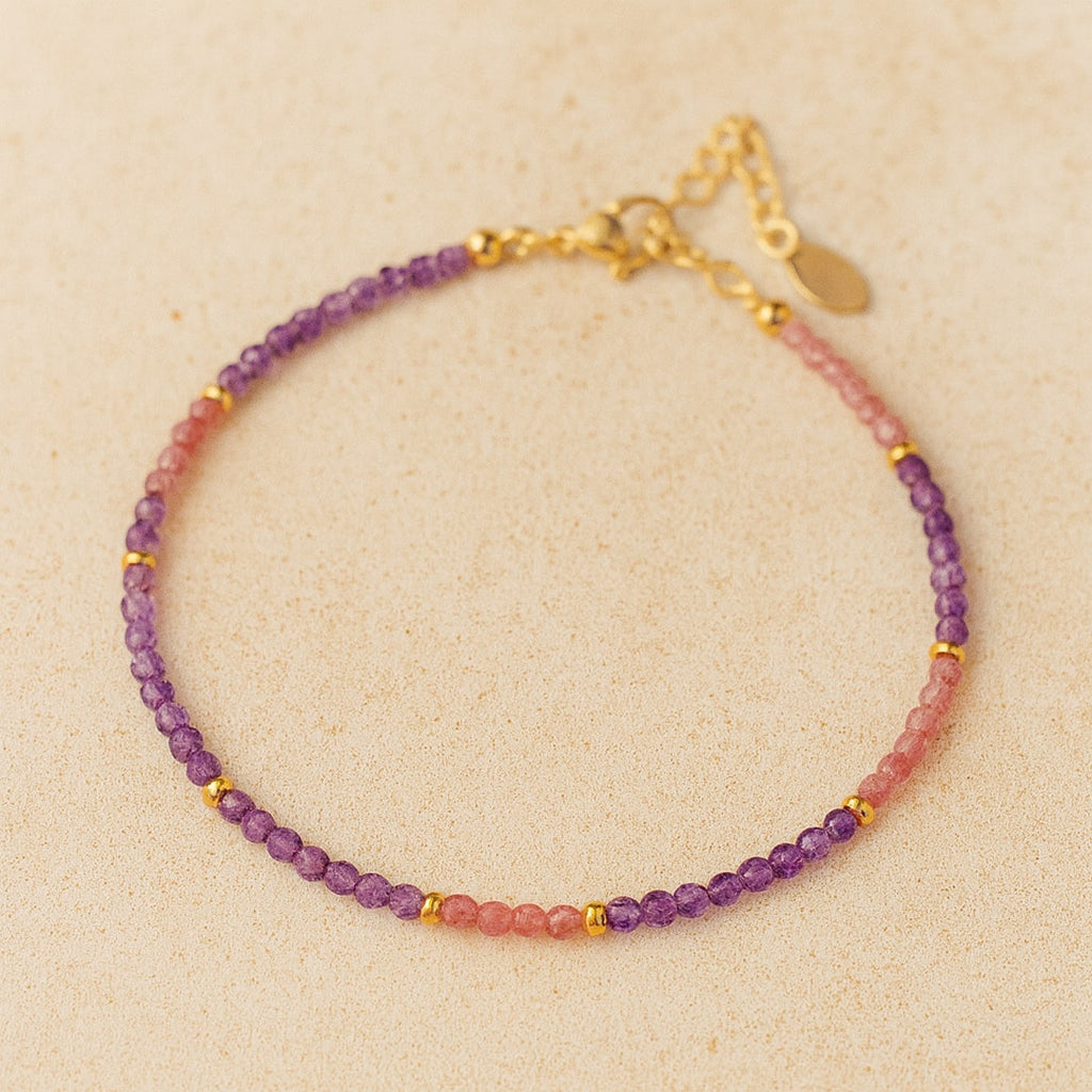 Bracelet Fin "Lueur Subtile" en Tourmaline Rose & Pierres Naturelles