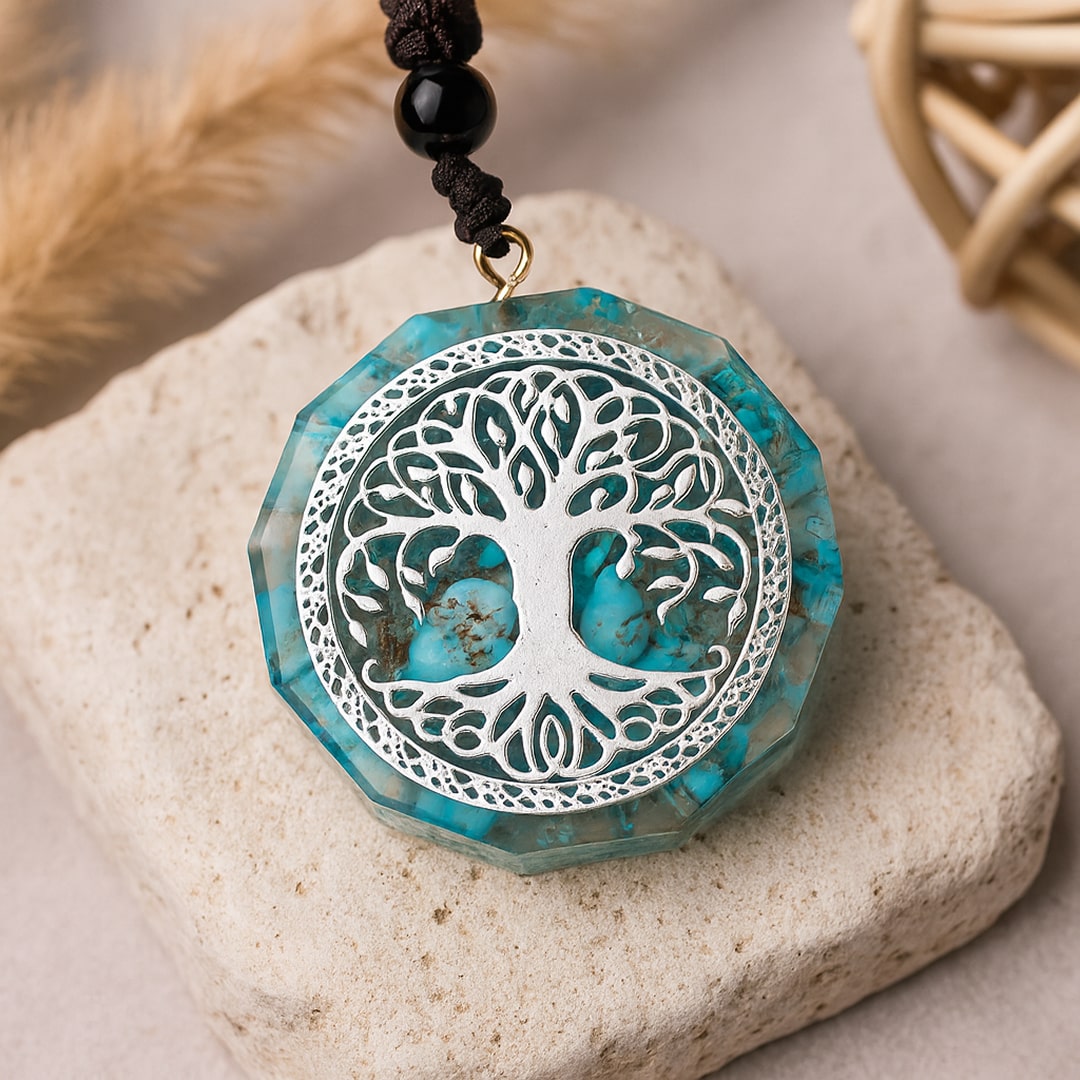 Pendentif Orgonite "Anahata" en Turquoise