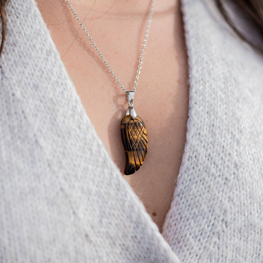 Pendentif "Aile d’Ange" en Pierre Naturelle