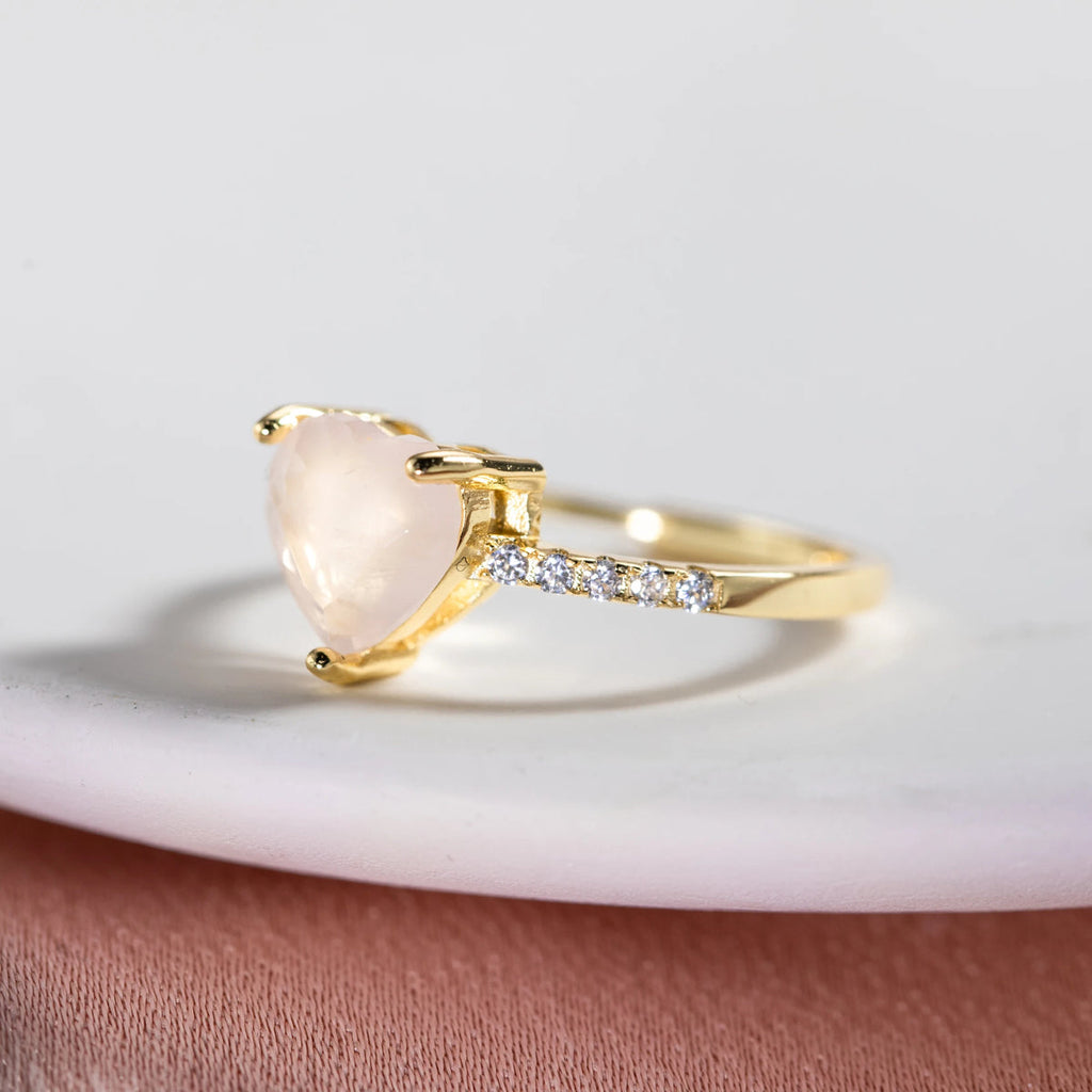 Bague "Cœur Tendresse Infinie" en Quartz Rose
