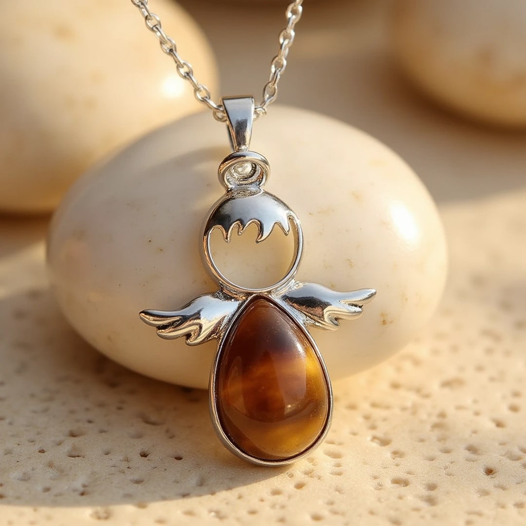 Pendentif Petit Ange et sa Pierre Naturelle