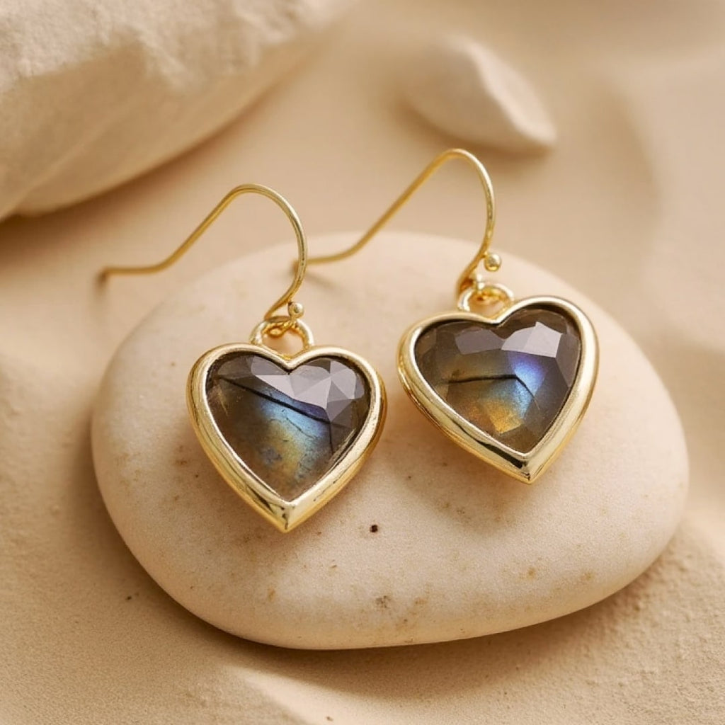 Boucles d’Oreilles "Mon Cœur en Lumière" en Pierres Naturelles