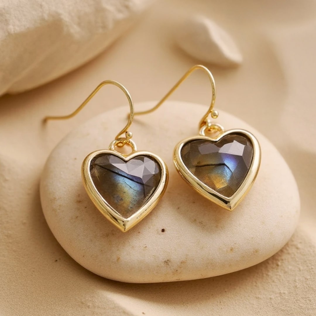 Boucles d’Oreilles "Mon Cœur en Lumière" en Pierres Naturelles