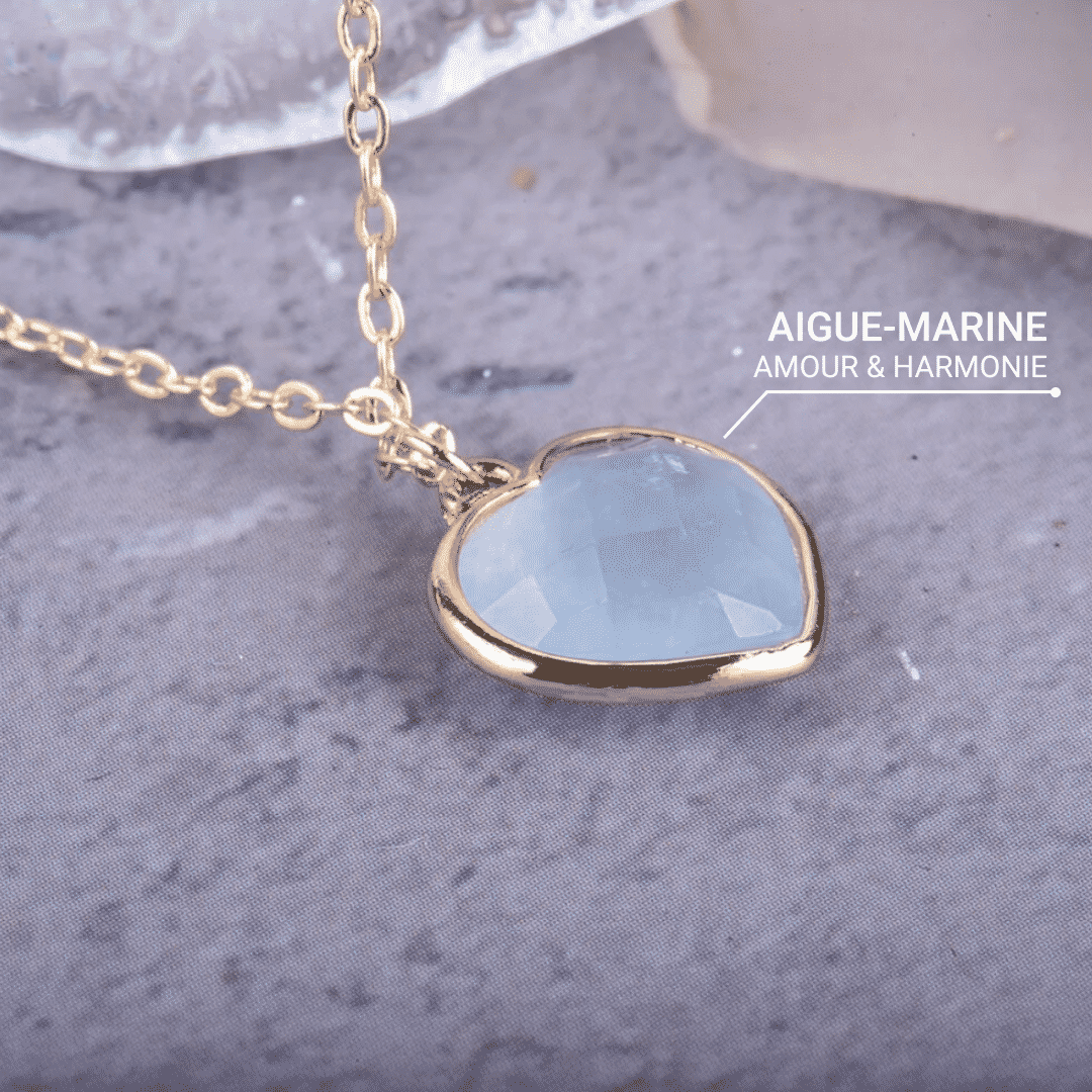 Pendentif Cœur en Aigue-Marine
