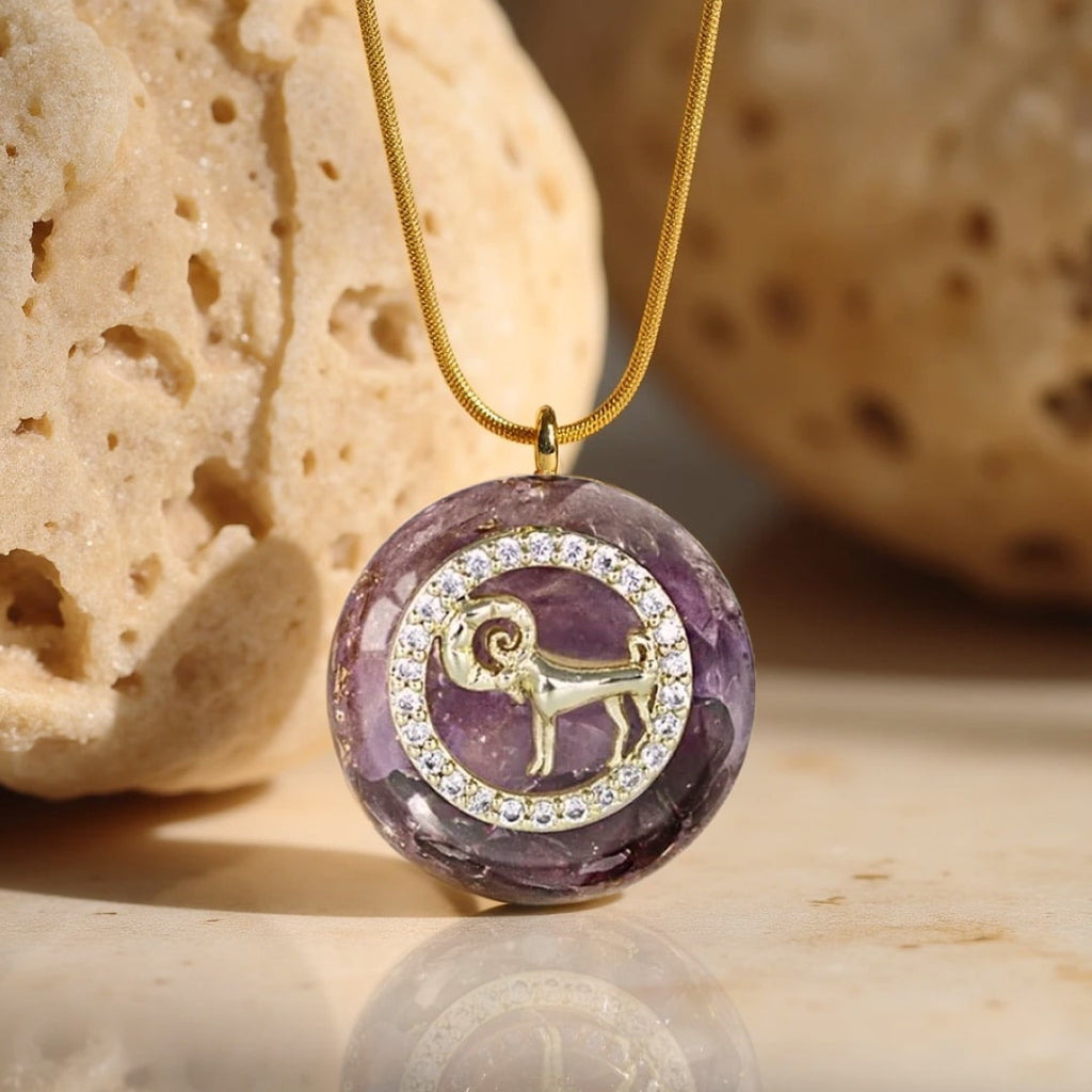 Pendentif Orgonite Signe Astrologique en Pierre Naturelle - vue côté - Jardin de Gaïa