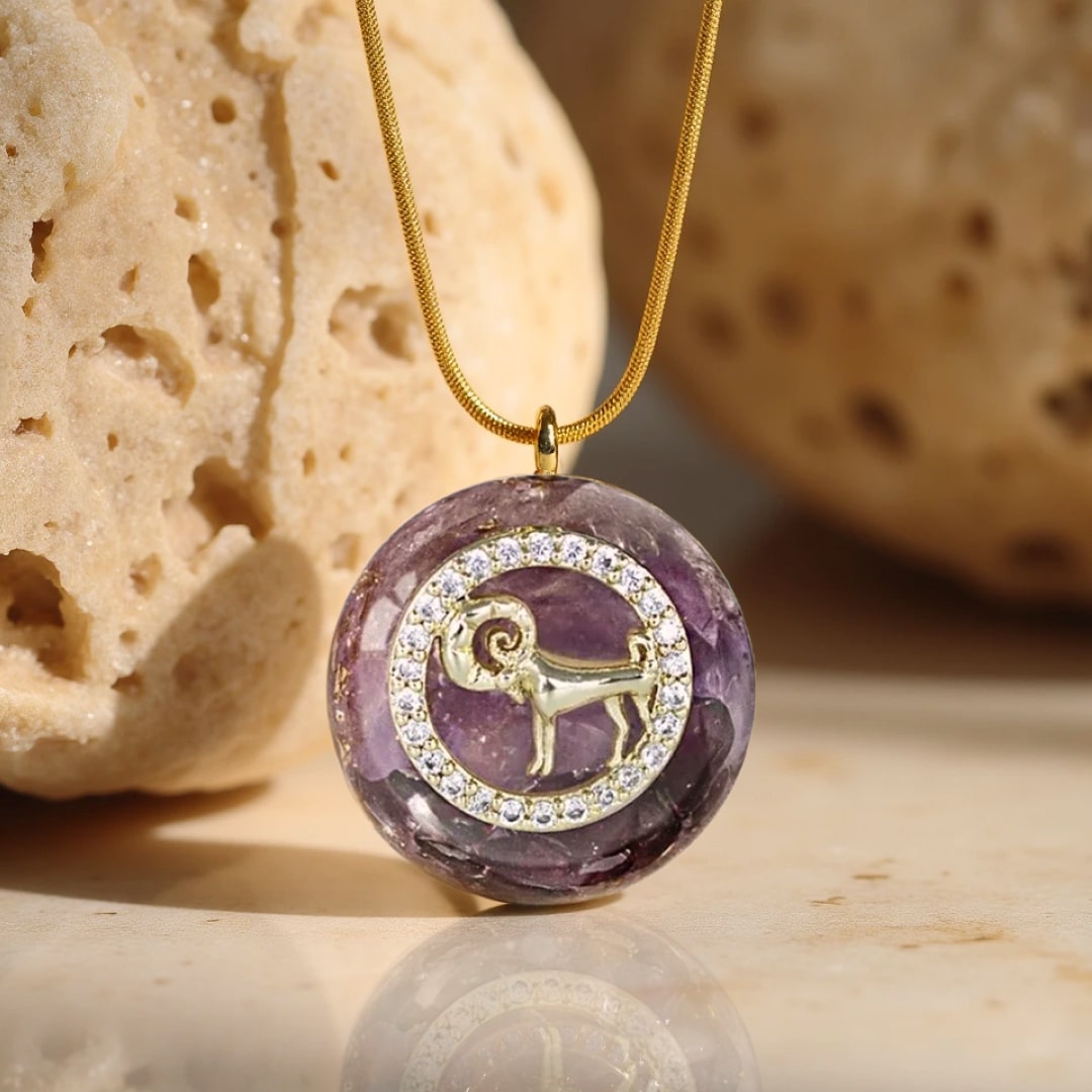 Pendentif Orgonite Signe Astrologique en Pierre Naturelle - vue côté - Jardin de Gaïa