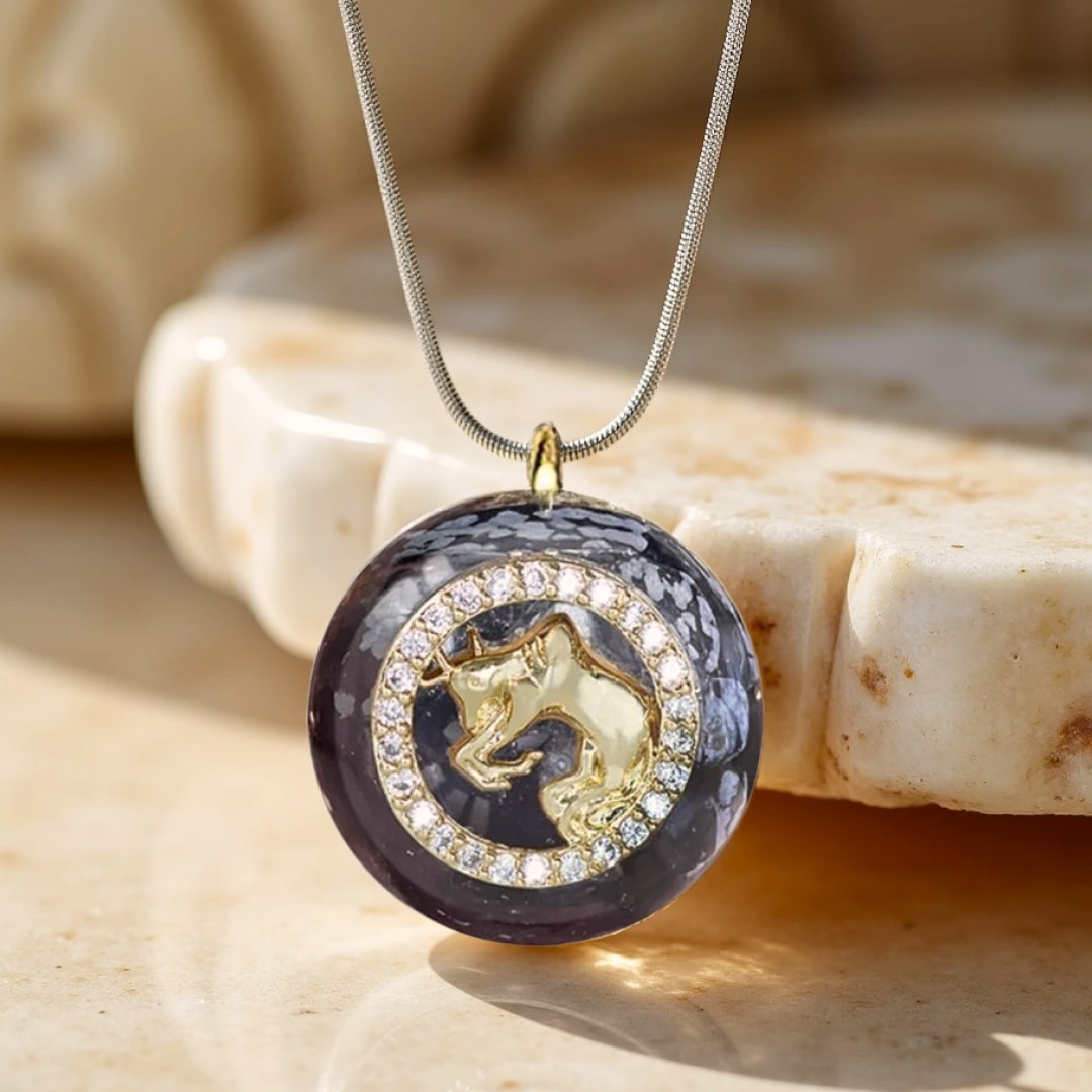 Pendentif Orgonite Signe Astrologique en Pierre Naturelle - vue dos - Jardin de Gaïa