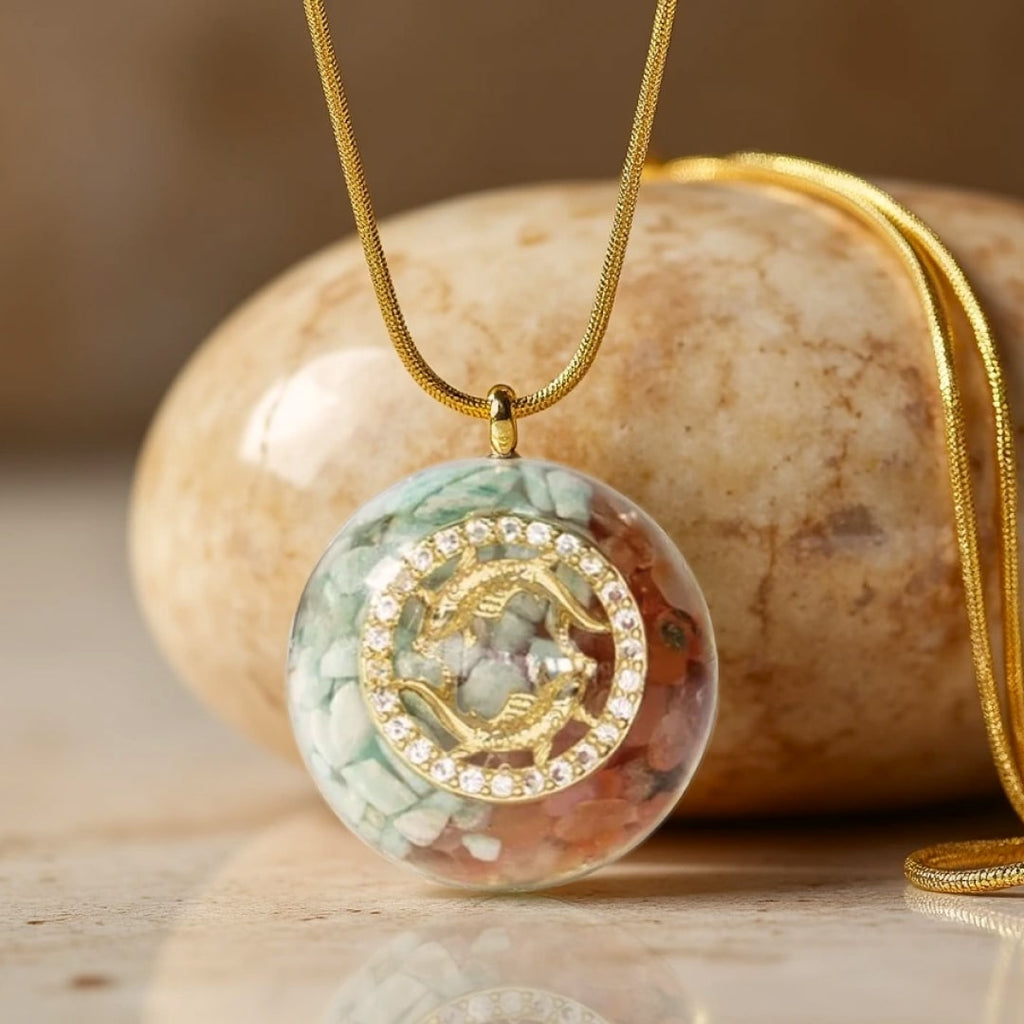 Pendentif Orgonite Signe Astrologique en Pierre Naturelle - vue zoom - Jardin de Gaïa