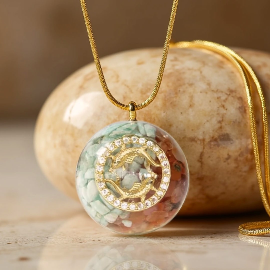 Pendentif Orgonite Signe Astrologique en Pierre Naturelle - vue zoom - Jardin de Gaïa