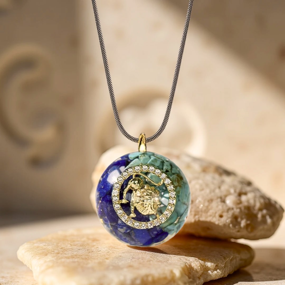 Pendentif Orgonite Signe Astrologique en Pierre Naturelle - vue macro - Jardin de Gaïa