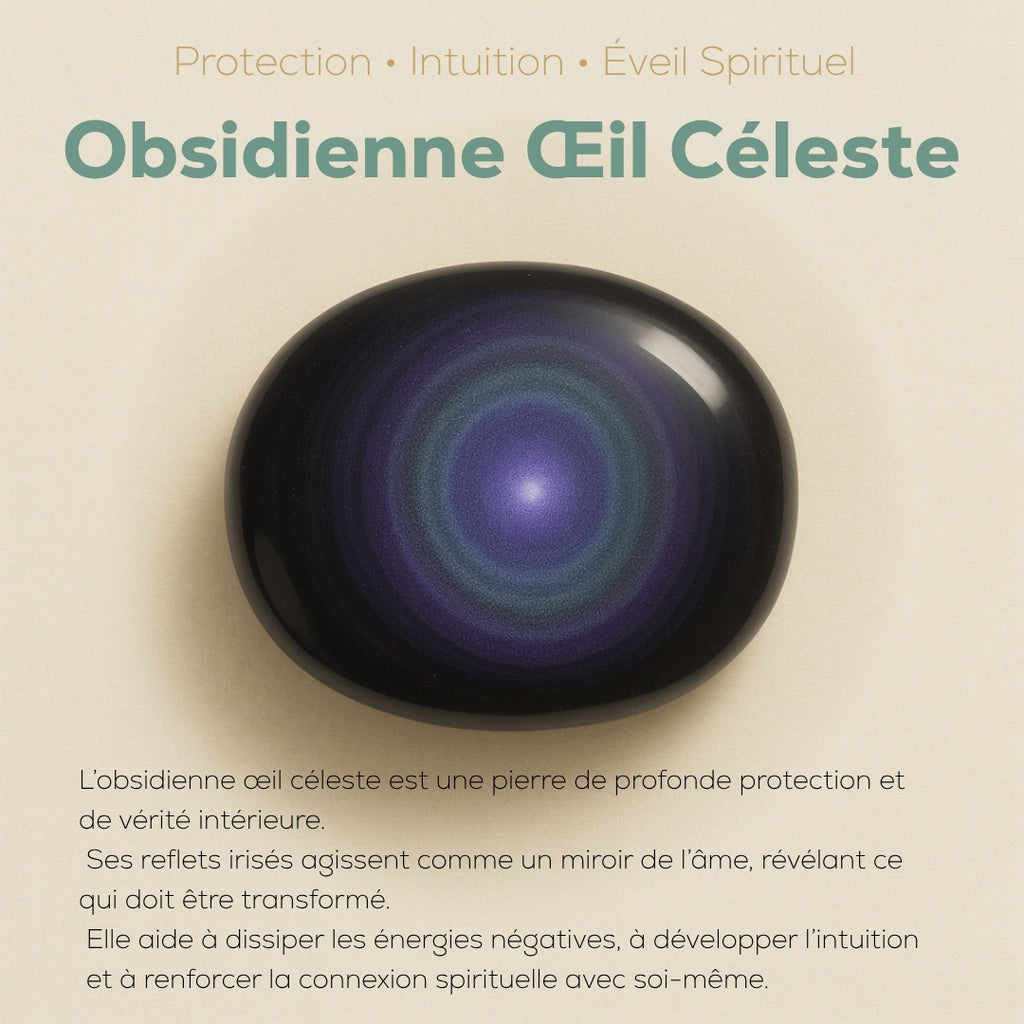 Bague Ajustable "Guérison de L’Âme" en Obsidienne Œil Céleste & Argent