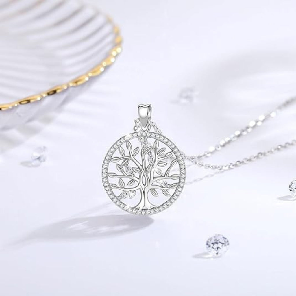 Pendentif Arbre de Vie Argent Premium - vue côté - Jardin de Gaïa