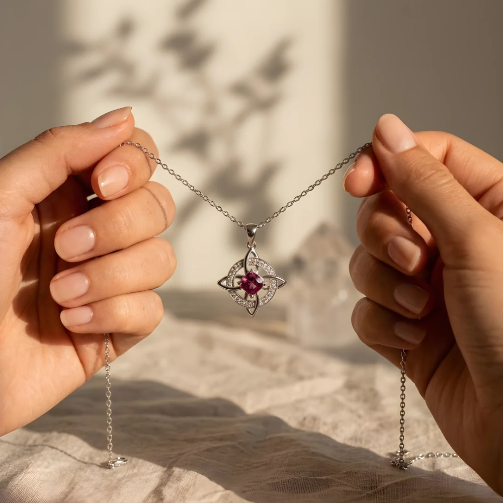 Collier Nœud de Sorcière – Pierre de Naissance & Protection