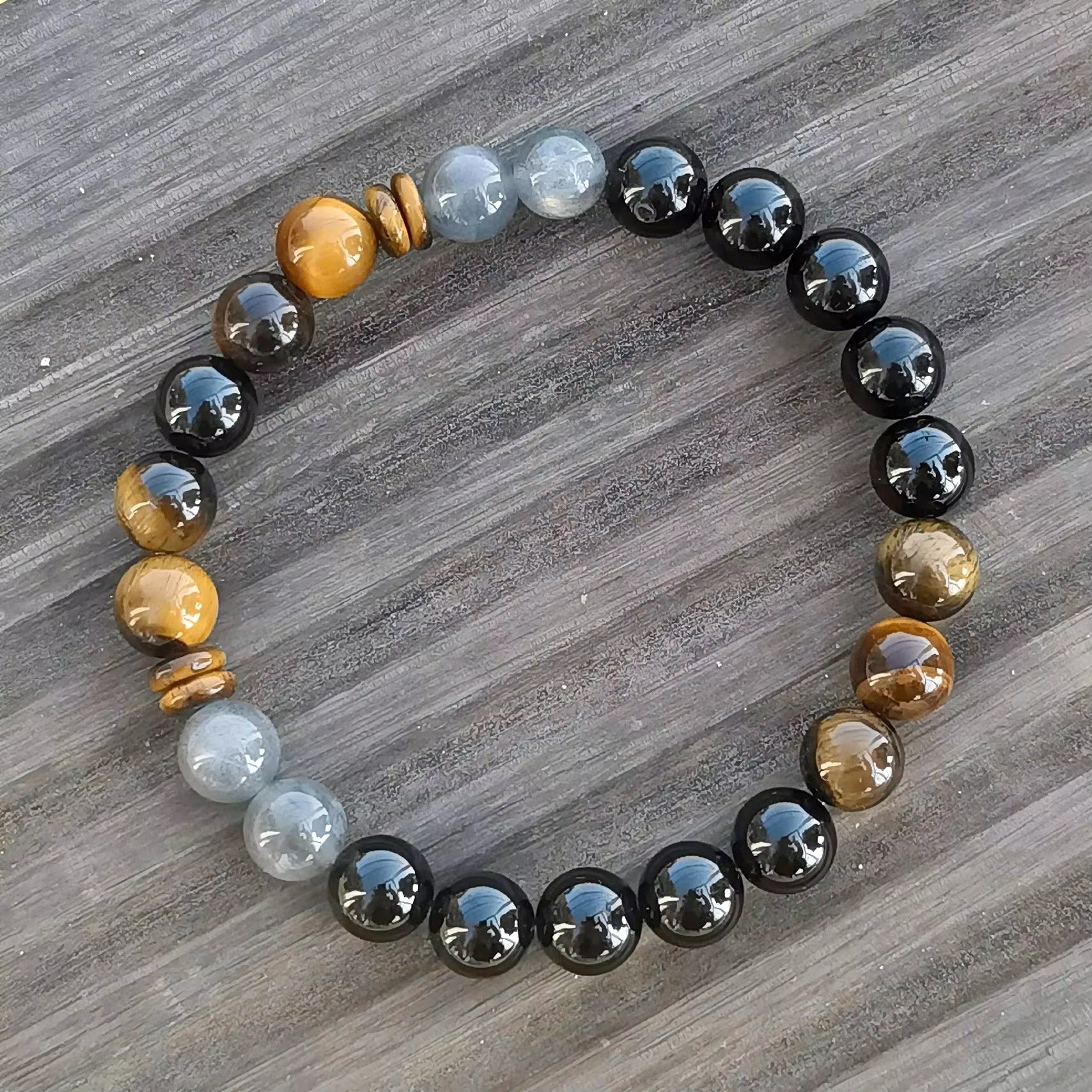 Bracelet Protection Ultime en Tourmaline, Oeil de Tigre & Labradorite - vue fermeture - Jardin de Gaïa