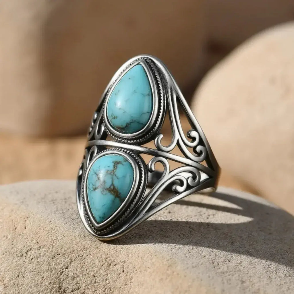 Bague "Echo Protecteur" en Turquoise & Argent