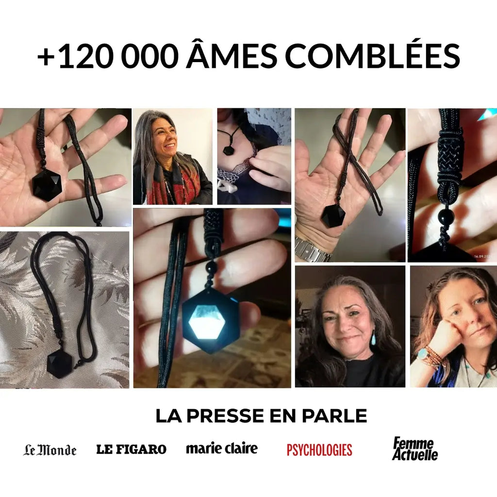 Collier “Bouclier Noir” en obsidienne noire