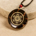 Pendentif Orgonite Puissance de Métatron en Obsidienne & Grenat - Jardin de Gaïa