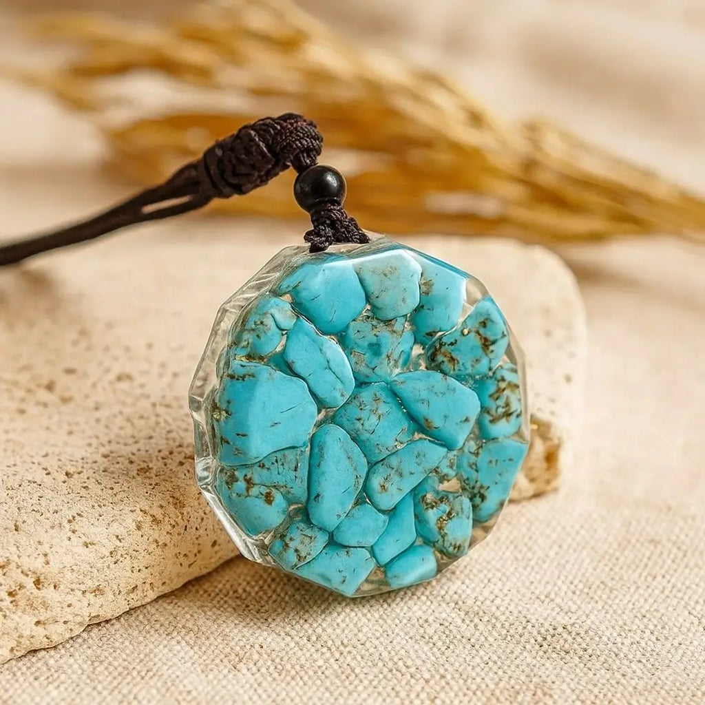 Pendentif Orgonite "Anahata" en Turquoise